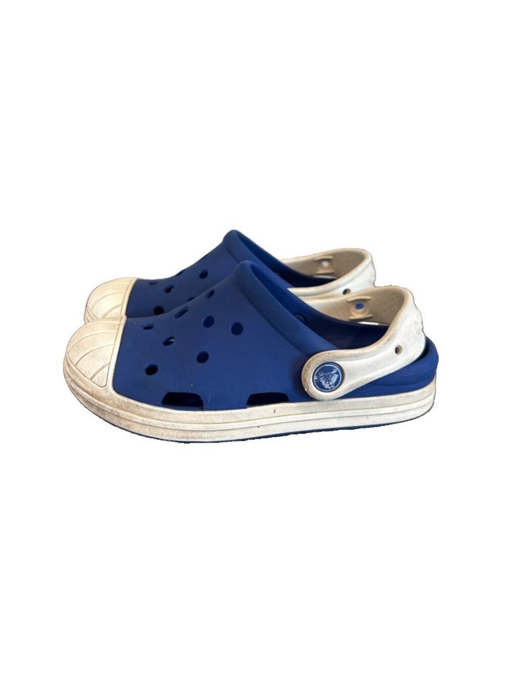 Crocs Bump It Clogs Blue White Kids Youth Size 13 Clogs Slip On Boys Girls